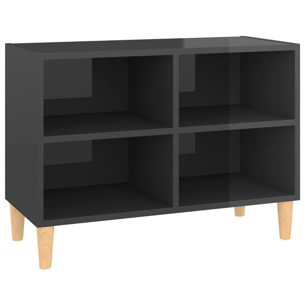 Tv-meubel met houten poten 69,5x30x50 cm hoogglans grijs is nu te koop bij PeponiXL, paradijselijk wonen!