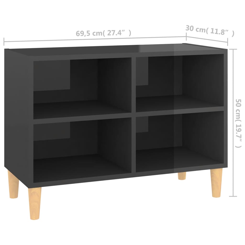 Tv-meubel met houten poten 69,5x30x50 cm hoogglans grijs is nu te koop bij PeponiXL, paradijselijk wonen!