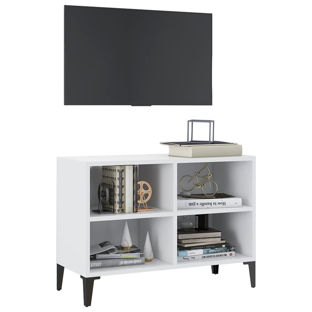 Tv-meubel met metalen poten 69,5x30x50 cm wit is nu te koop bij PeponiXL, paradijselijk wonen!