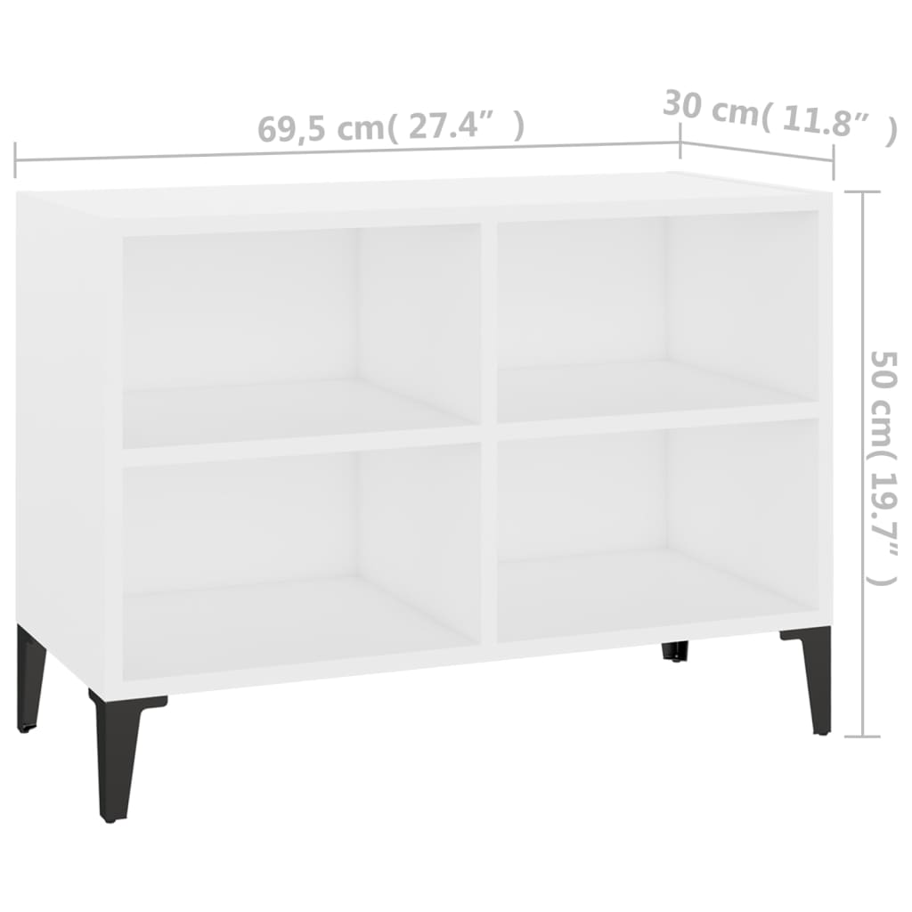 Tv-meubel met metalen poten 69,5x30x50 cm wit is nu te koop bij PeponiXL, paradijselijk wonen!