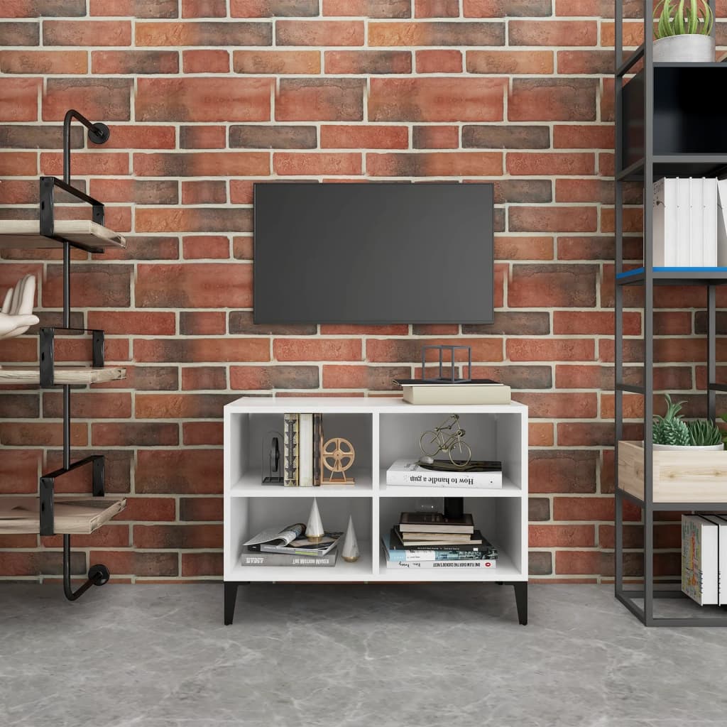 Tv-meubel met metalen poten 69,5x30x50 cm wit is nu te koop bij PeponiXL, paradijselijk wonen!