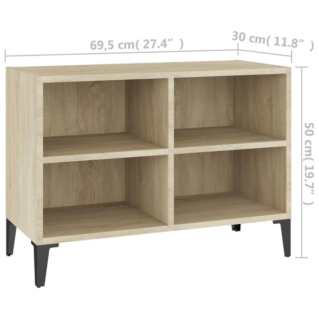 Tv-meubel met metalen poten 69,5x30x50 cm sonoma eikenkleurig is nu te koop bij PeponiXL, paradijselijk wonen!