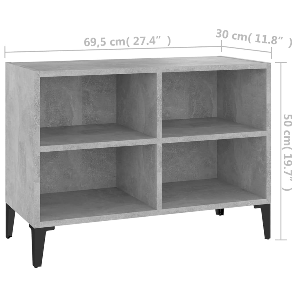 Tv-meubel met metalen poten 69,5x30x50 cm betongrijs is nu te koop bij PeponiXL, paradijselijk wonen!