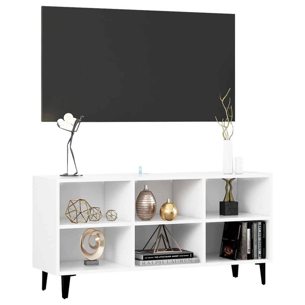 Tv-meubel met metalen poten 103,5x30x50 cm wit is nu te koop bij PeponiXL, paradijselijk wonen!