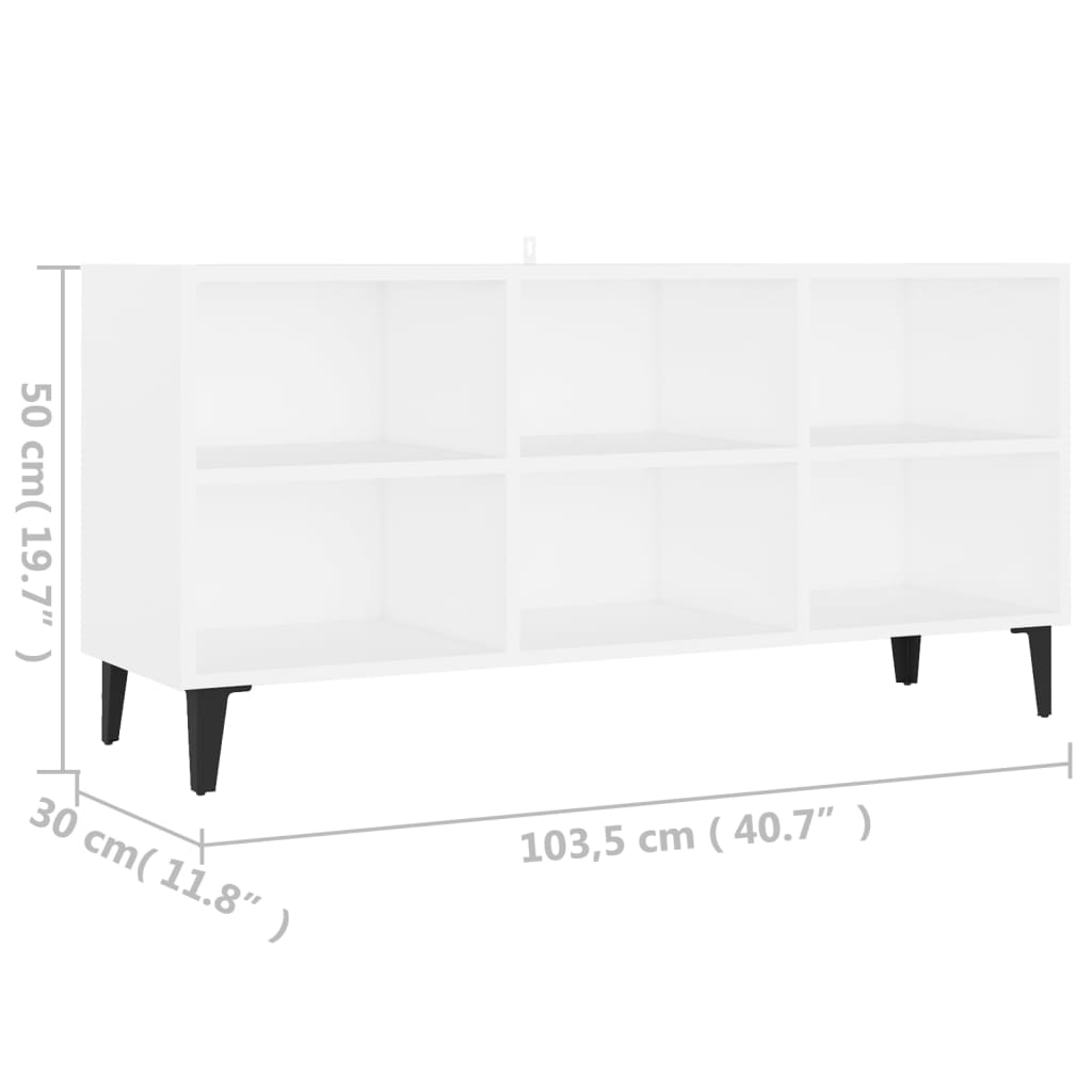 Tv-meubel met metalen poten 103,5x30x50 cm wit is nu te koop bij PeponiXL, paradijselijk wonen!