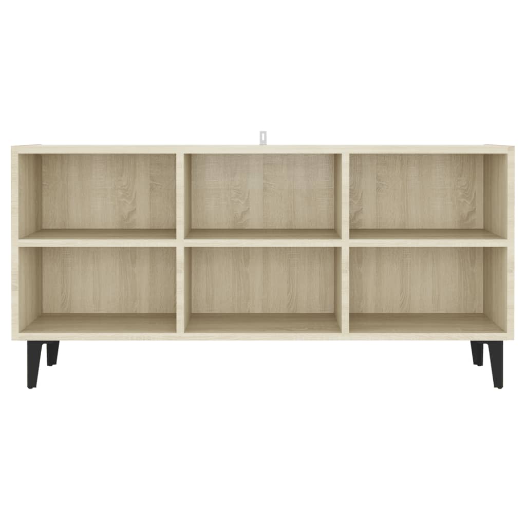 Tv-meubel met metalen poten 103,5x30x50 cm sonoma eikenkleurig is nu te koop bij PeponiXL, paradijselijk wonen!