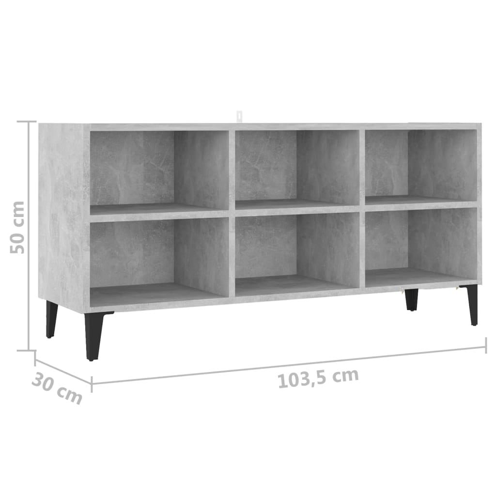 Tv-meubel met metalen poten 103,5x30x50 cm betongrijs is nu te koop bij PeponiXL, paradijselijk wonen!