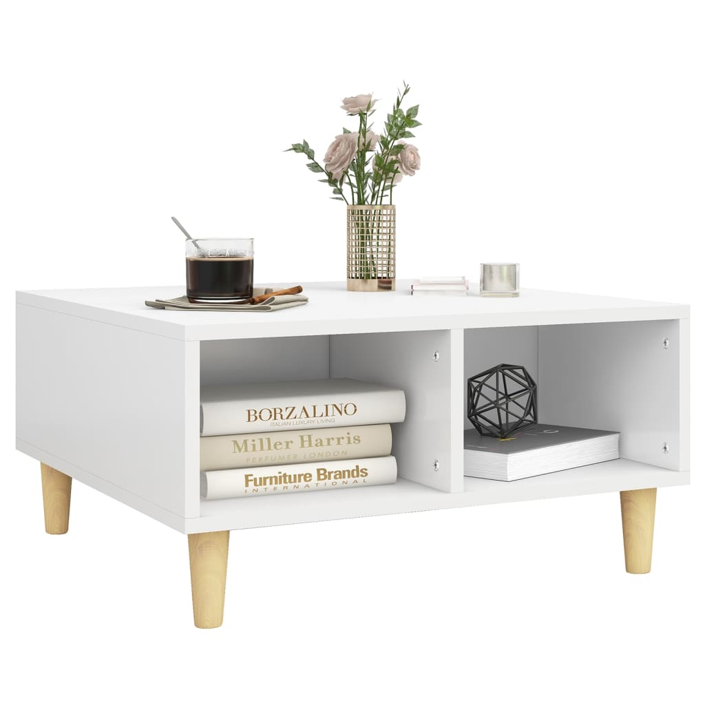 Salontafel 60x60x30 cm bewerkt hout wit is nu te koop bij PeponiXL, paradijselijk wonen!