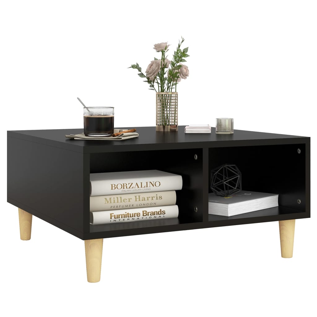 Salontafel 60x60x30 cm bewerkt hout zwart is nu te koop bij PeponiXL, paradijselijk wonen!