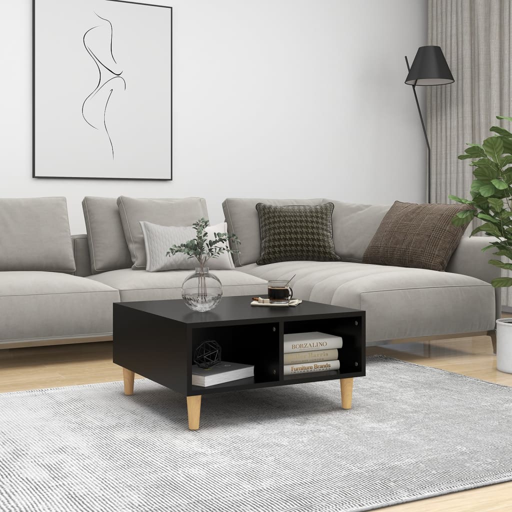Salontafel 60x60x30 cm bewerkt hout zwart is nu te koop bij PeponiXL, paradijselijk wonen!