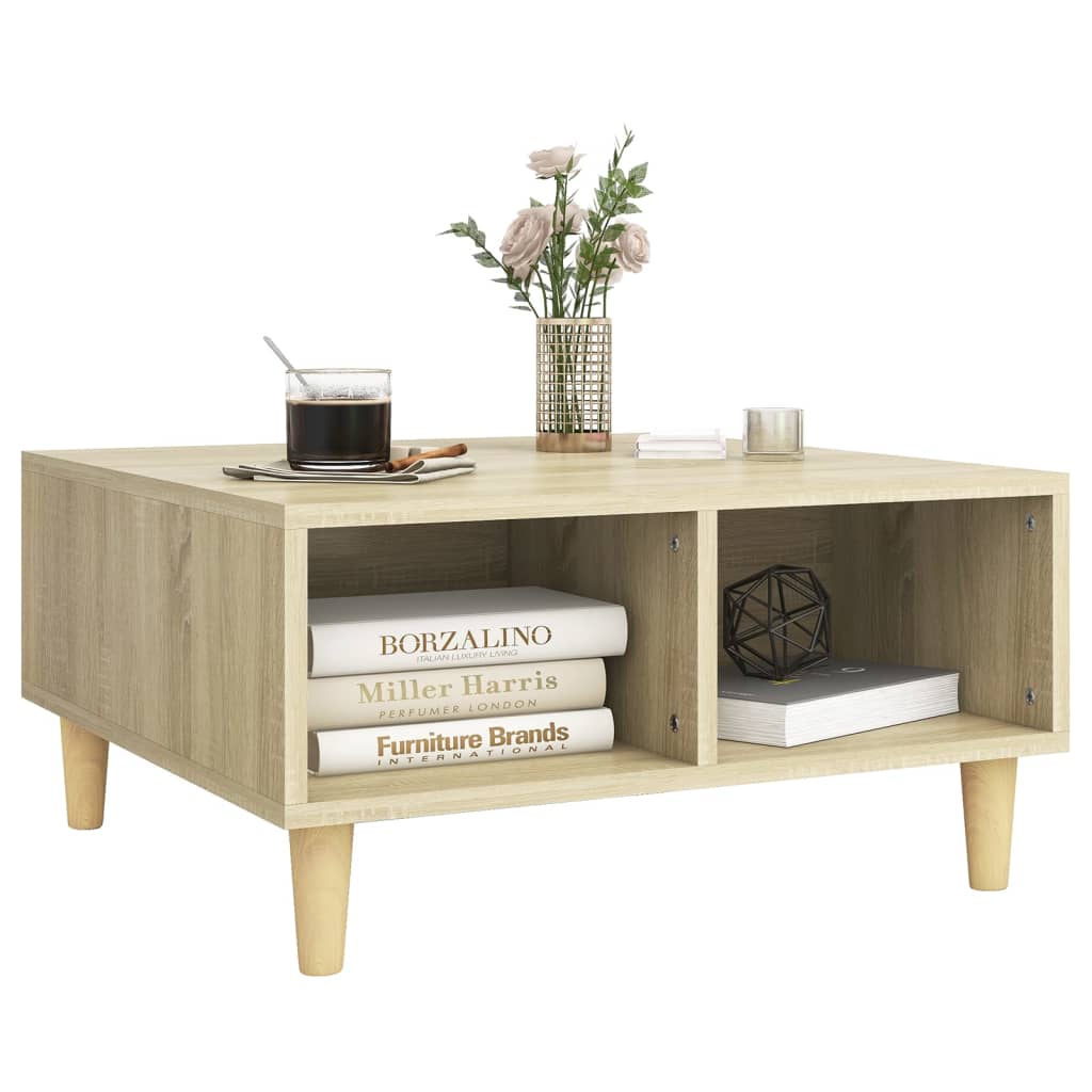 Salontafel 60x60x30 cm bewerkt hout sonoma eikenkleurig is nu te koop bij PeponiXL, paradijselijk wonen!