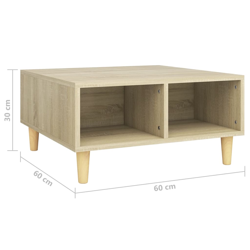 Salontafel 60x60x30 cm bewerkt hout sonoma eikenkleurig is nu te koop bij PeponiXL, paradijselijk wonen!