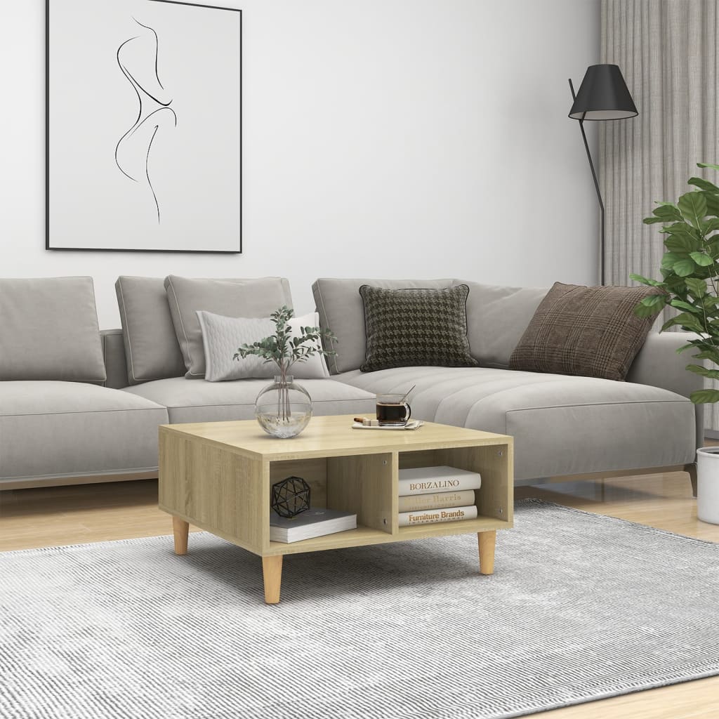 Salontafel 60x60x30 cm bewerkt hout sonoma eikenkleurig is nu te koop bij PeponiXL, paradijselijk wonen!