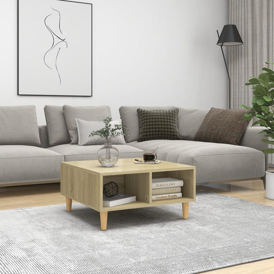 Salontafel 60x60x30 cm bewerkt hout sonoma eikenkleurig is nu te koop bij PeponiXL, paradijselijk wonen!