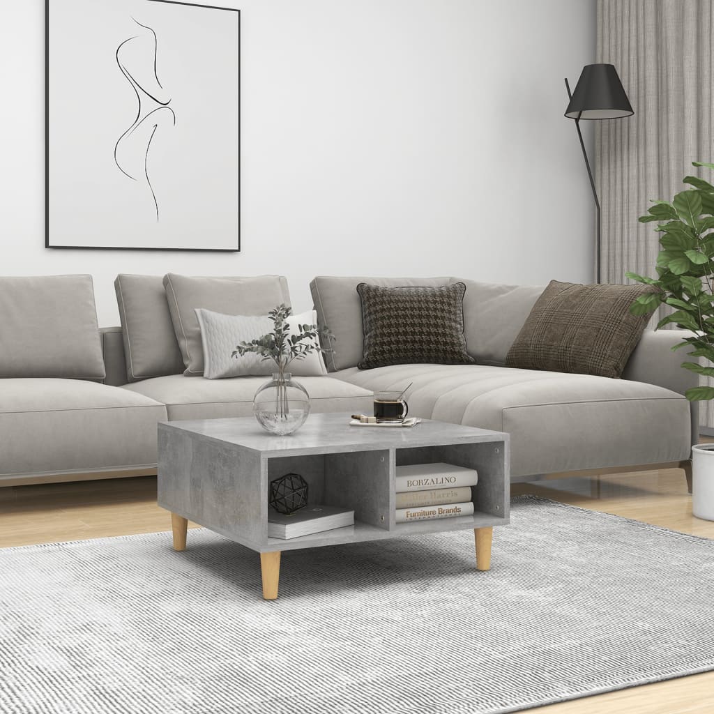 Salontafel 60x60x30 cm bewerkt hout betongrijs is nu te koop bij PeponiXL, paradijselijk wonen!