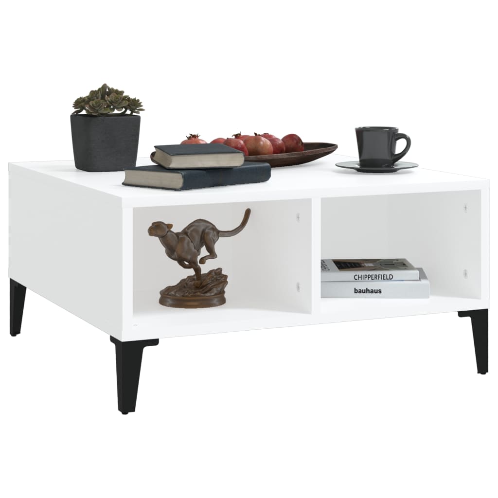 Salontafel 60x60x30 cm bewerkt hout wit is nu te koop bij PeponiXL, paradijselijk wonen!