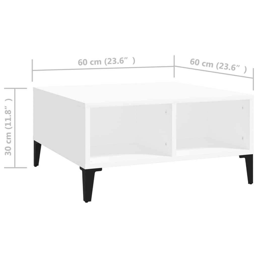Salontafel 60x60x30 cm bewerkt hout wit is nu te koop bij PeponiXL, paradijselijk wonen!