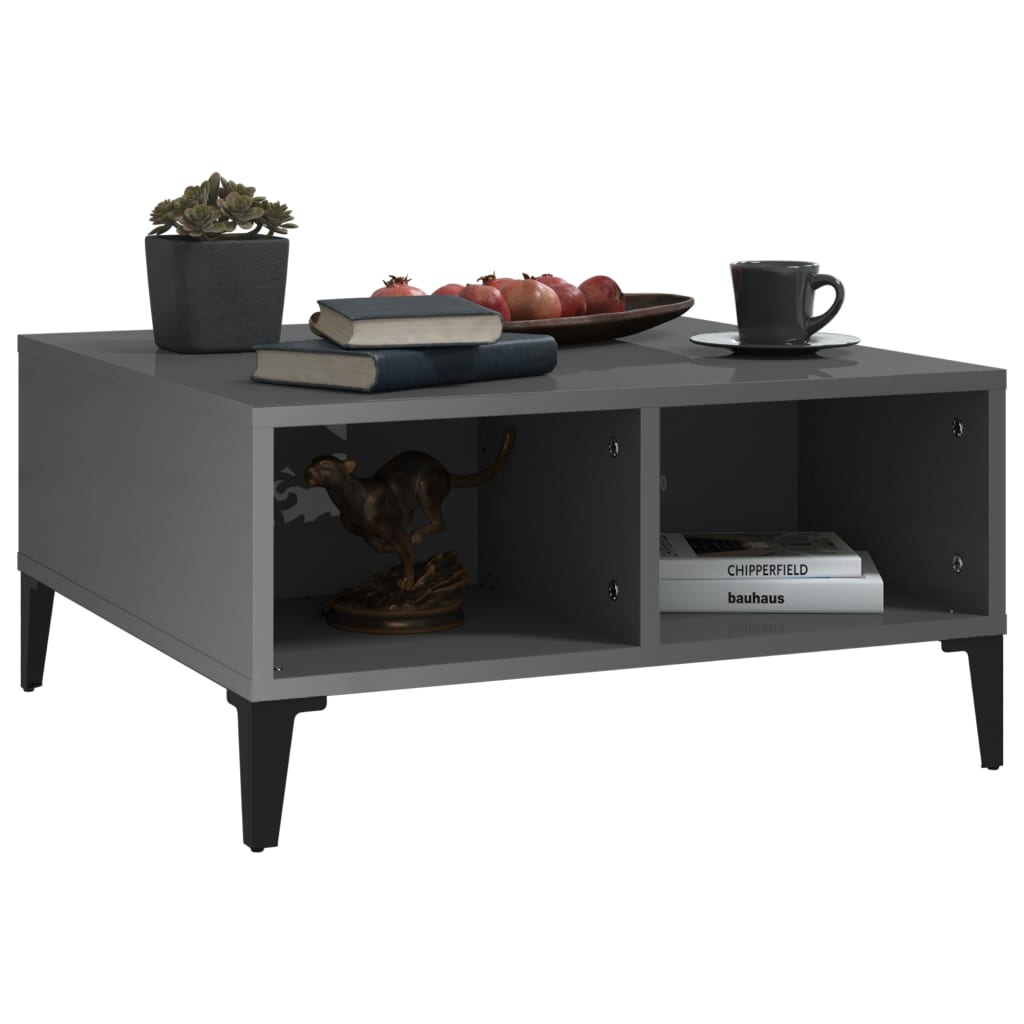 Salontafel 60x60x30 cm bewerkt hout hoogglans grijs is nu te koop bij PeponiXL, paradijselijk wonen!