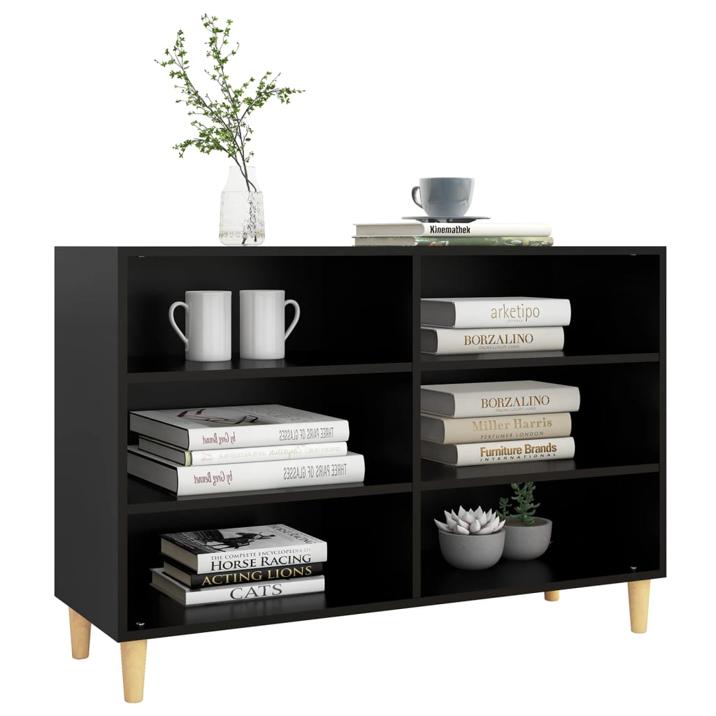 Dressoir 103,5x35x70 cm bewerkt hout zwart is nu te koop bij PeponiXL, paradijselijk wonen!