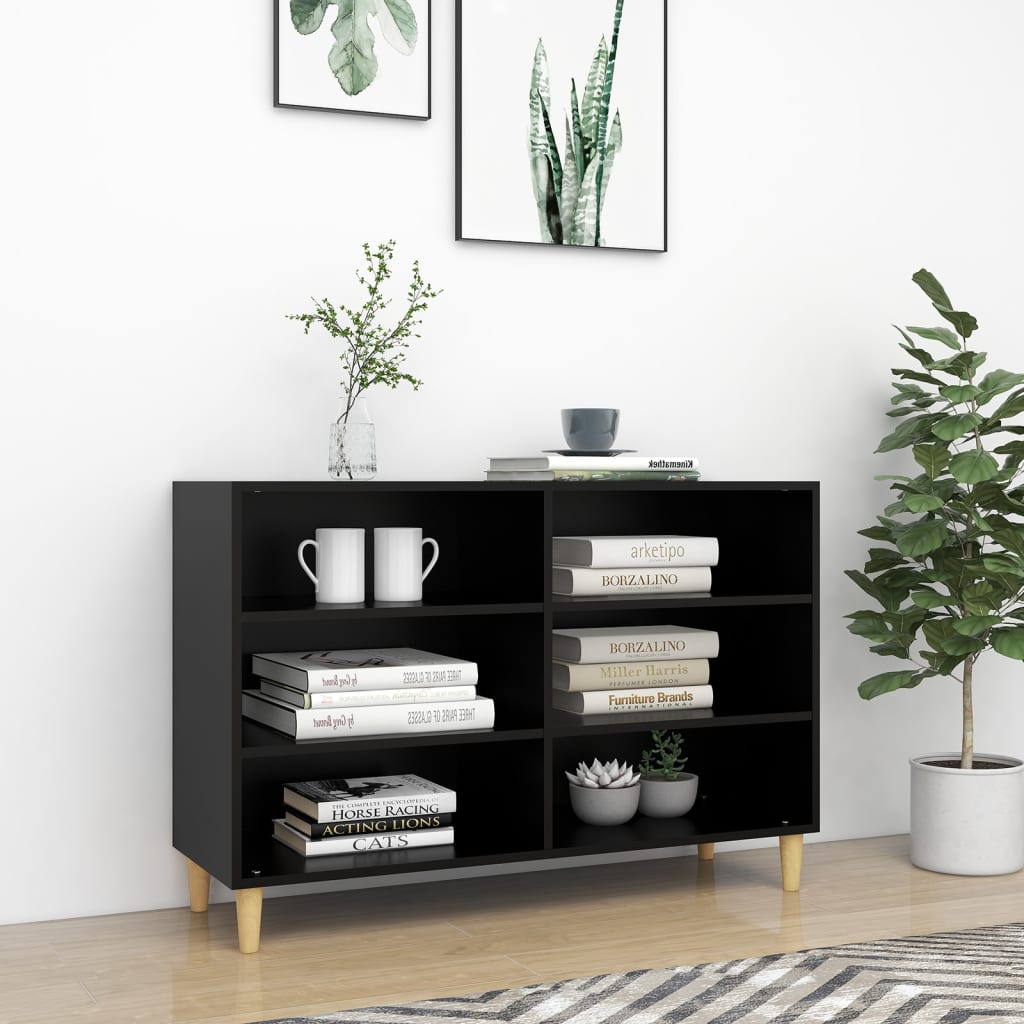 Dressoir 103,5x35x70 cm bewerkt hout zwart is nu te koop bij PeponiXL, paradijselijk wonen!
