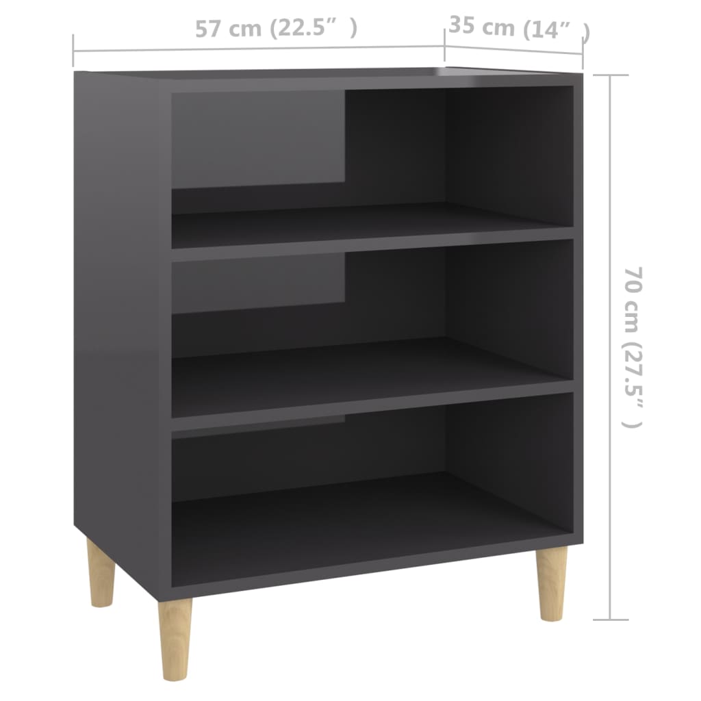 Dressoir 57x35x70 cm bewerkt hout hoogglans grijs is nu te koop bij PeponiXL, paradijselijk wonen!