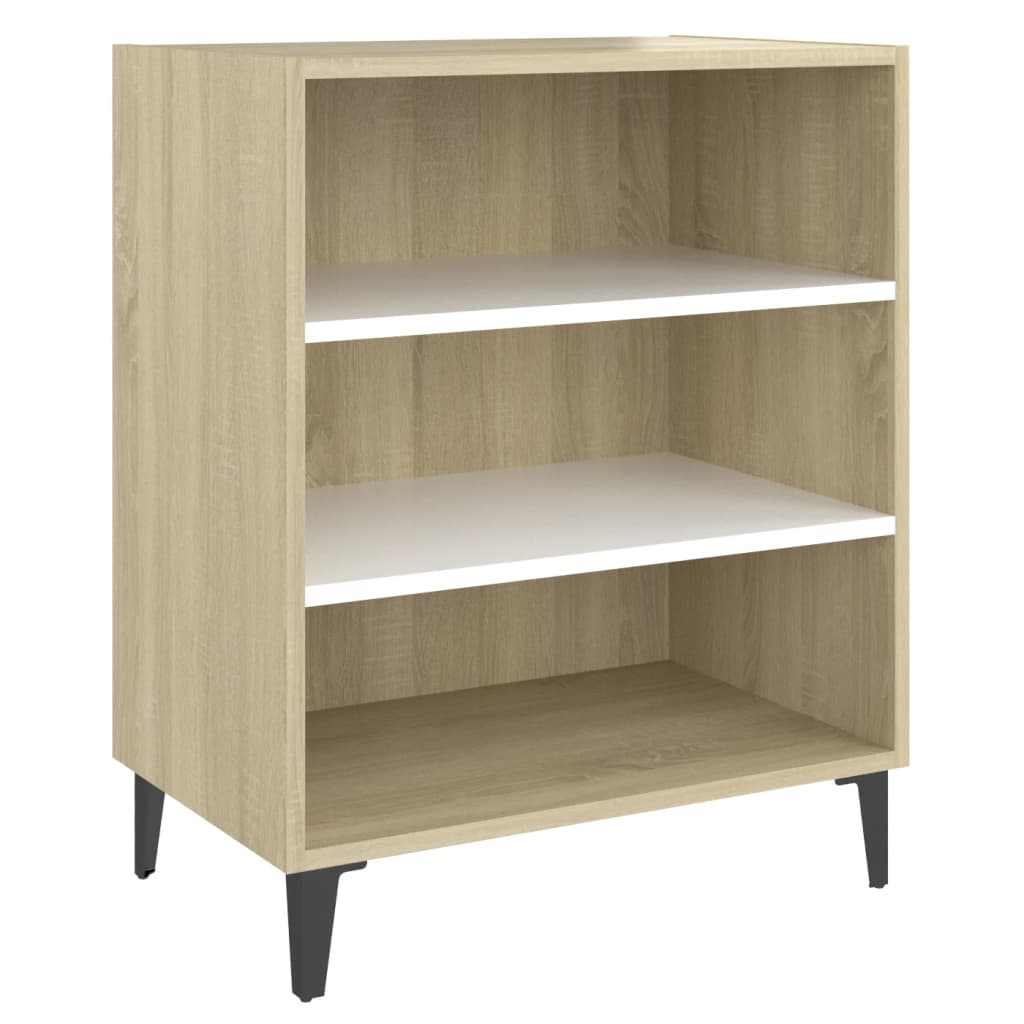 Dressoir 57x35x70 cm bewerkt hout wit en sonoma eikenkleurig is nu te koop bij PeponiXL, paradijselijk wonen!