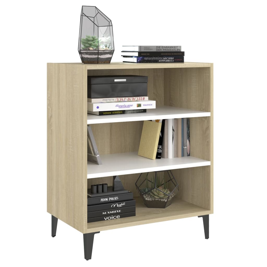 Dressoir 57x35x70 cm bewerkt hout wit en sonoma eikenkleurig is nu te koop bij PeponiXL, paradijselijk wonen!