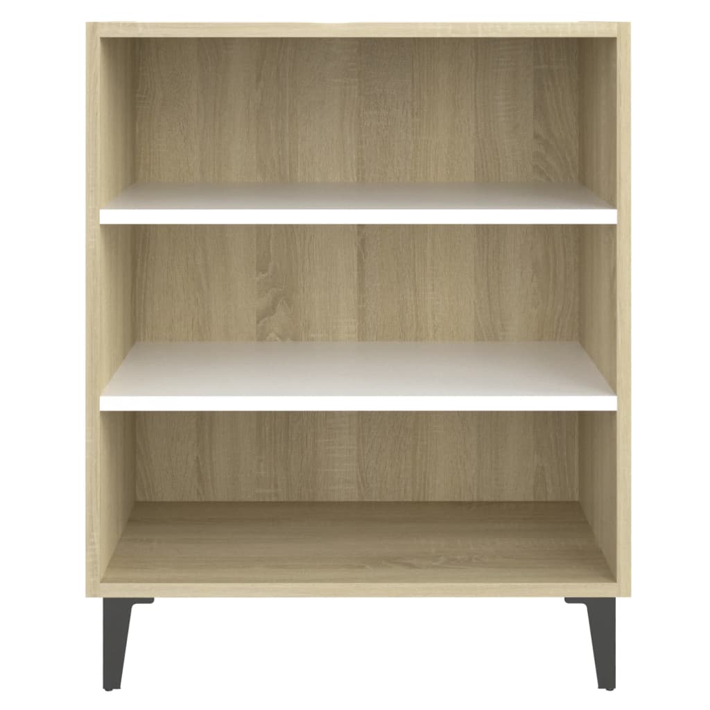 Dressoir 57x35x70 cm bewerkt hout wit en sonoma eikenkleurig is nu te koop bij PeponiXL, paradijselijk wonen!