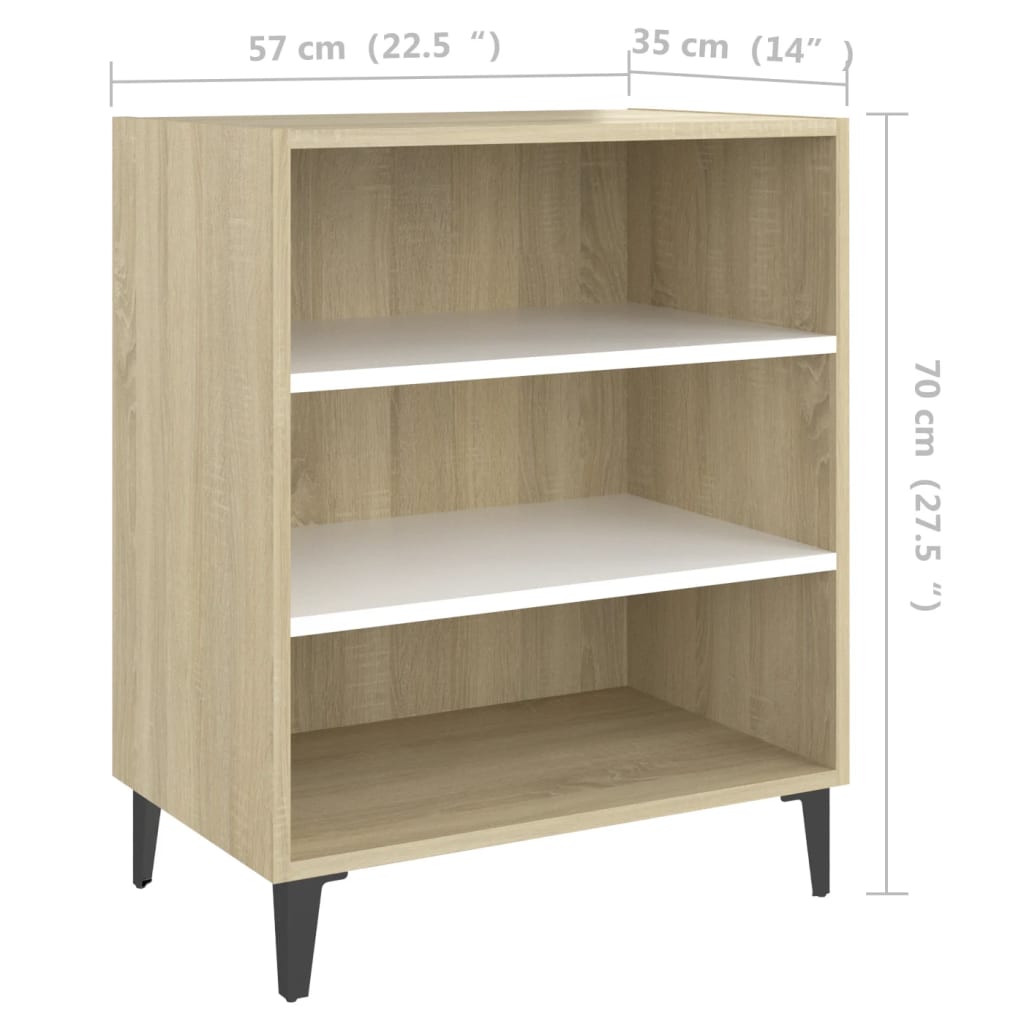 Dressoir 57x35x70 cm bewerkt hout wit en sonoma eikenkleurig is nu te koop bij PeponiXL, paradijselijk wonen!