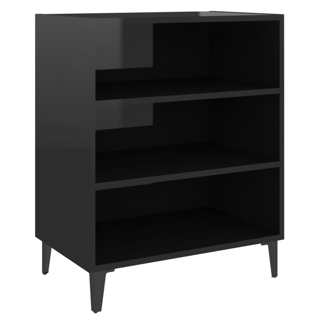 Dressoir 57x35x70 cm bewerkt hout hoogglans zwart is nu te koop bij PeponiXL, paradijselijk wonen!