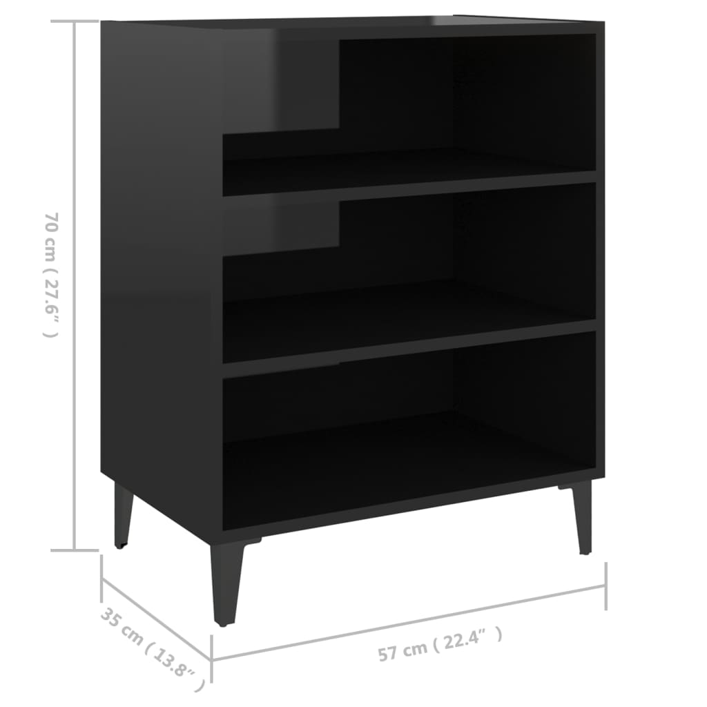 Dressoir 57x35x70 cm bewerkt hout hoogglans zwart is nu te koop bij PeponiXL, paradijselijk wonen!