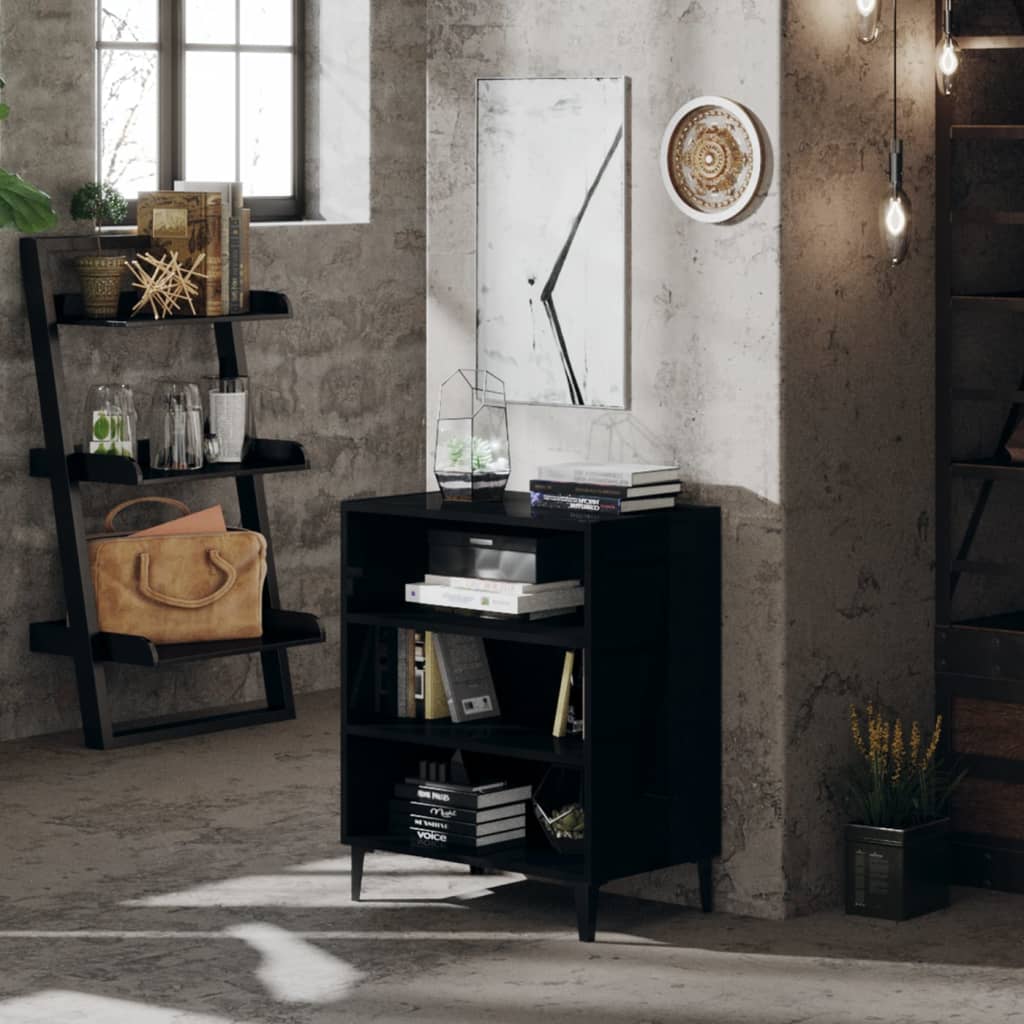Dressoir 57x35x70 cm bewerkt hout hoogglans zwart is nu te koop bij PeponiXL, paradijselijk wonen!