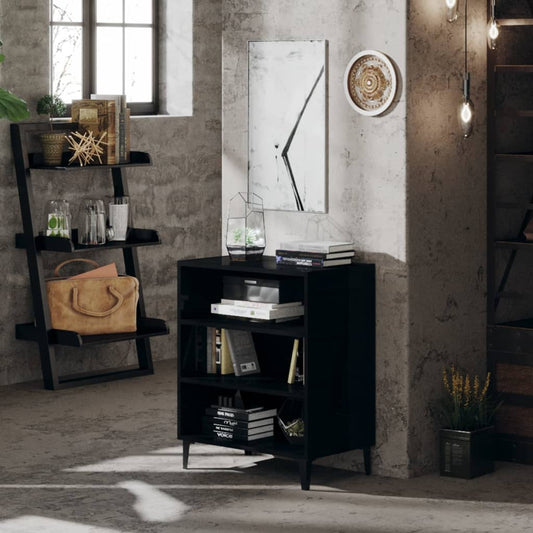 Dressoir 57x35x70 cm bewerkt hout hoogglans zwart is nu te koop bij PeponiXL, paradijselijk wonen!