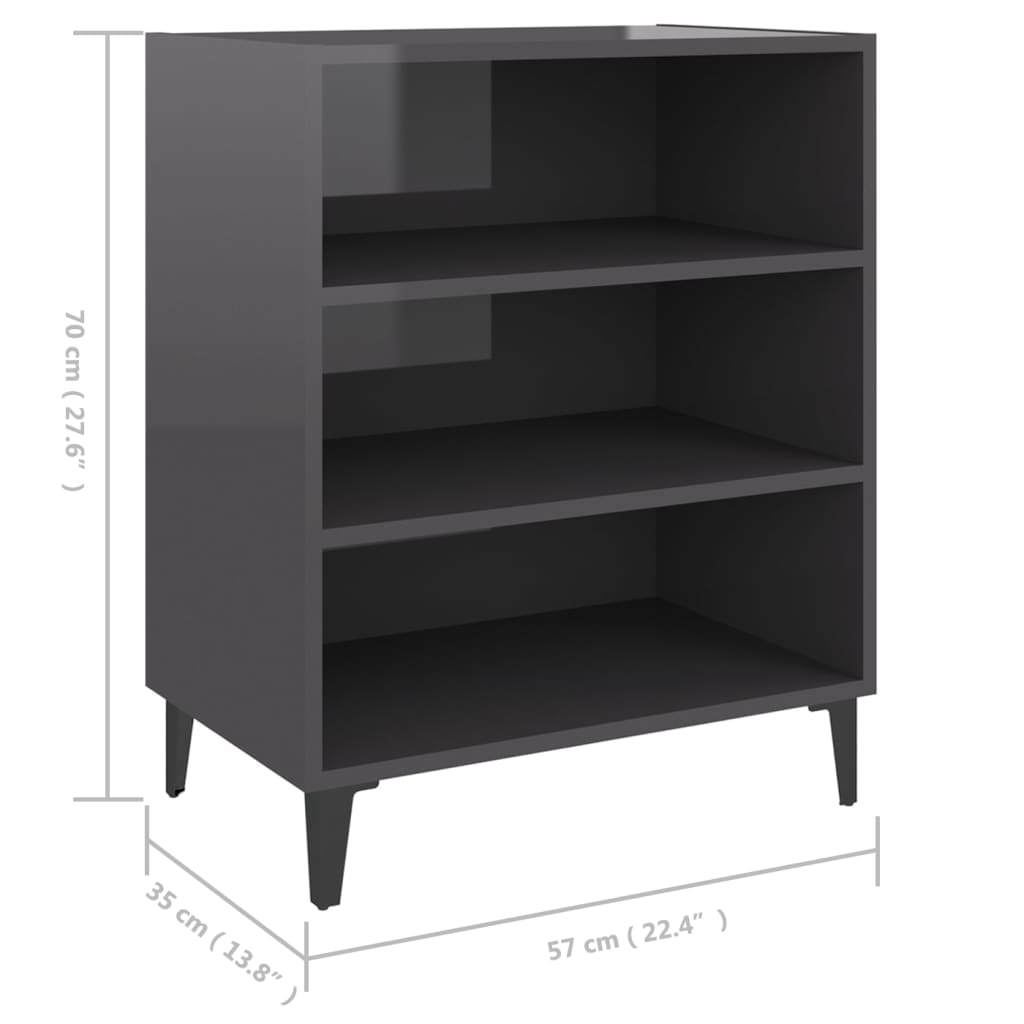 Dressoir 57x35x70 cm bewerkt hout hoogglans grijs is nu te koop bij PeponiXL, paradijselijk wonen!