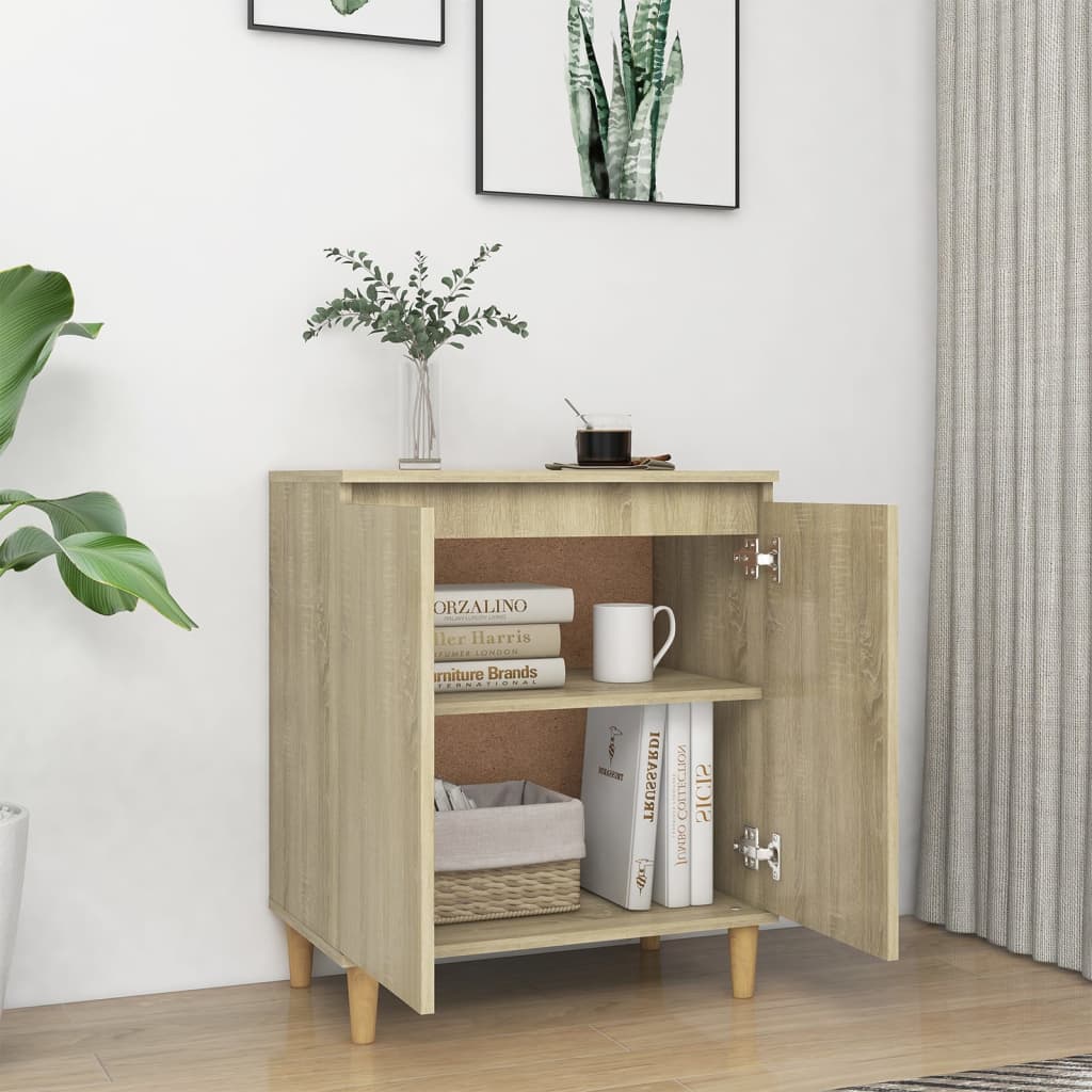 Dressoir met houten poten 60x35x70 cm bewerkt hout sonoma eiken is nu te koop bij PeponiXL, paradijselijk wonen!