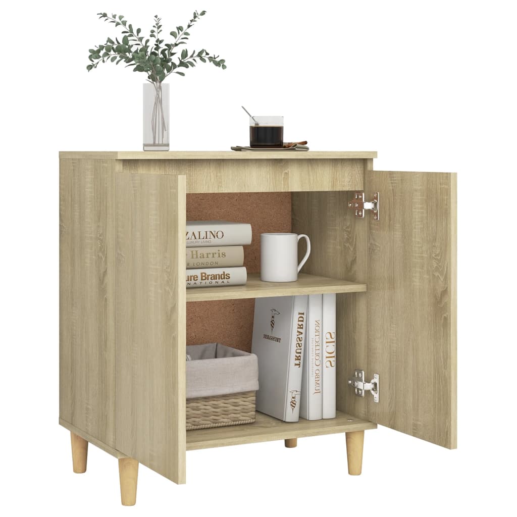 Dressoir met houten poten 60x35x70 cm bewerkt hout sonoma eiken is nu te koop bij PeponiXL, paradijselijk wonen!