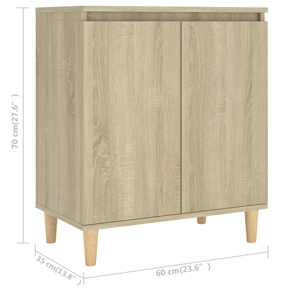 Dressoir met houten poten 60x35x70 cm bewerkt hout sonoma eiken is nu te koop bij PeponiXL, paradijselijk wonen!
