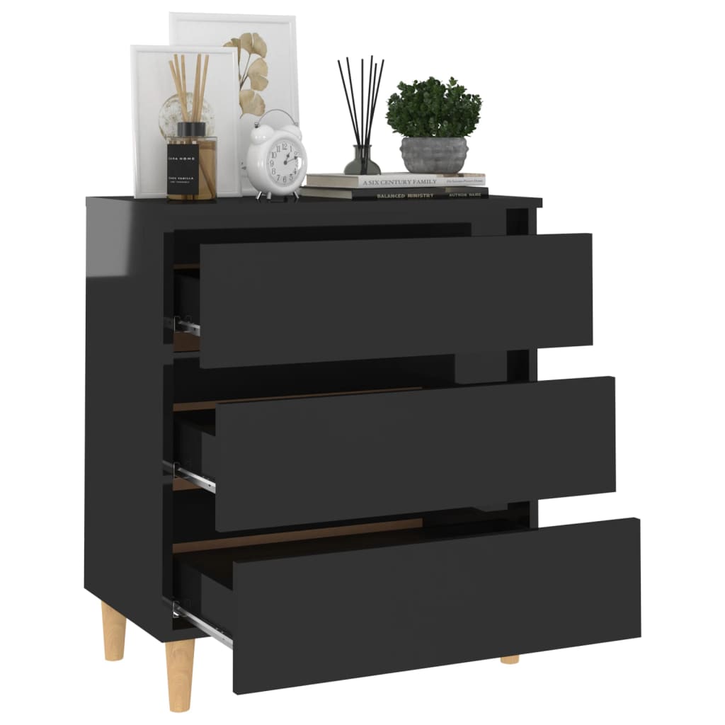 Dressoir 60x35x69 cm bewerkt hout hoogglans zwart is nu te koop bij PeponiXL, paradijselijk wonen!