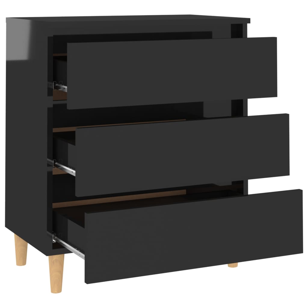Dressoir 60x35x69 cm bewerkt hout hoogglans zwart is nu te koop bij PeponiXL, paradijselijk wonen!