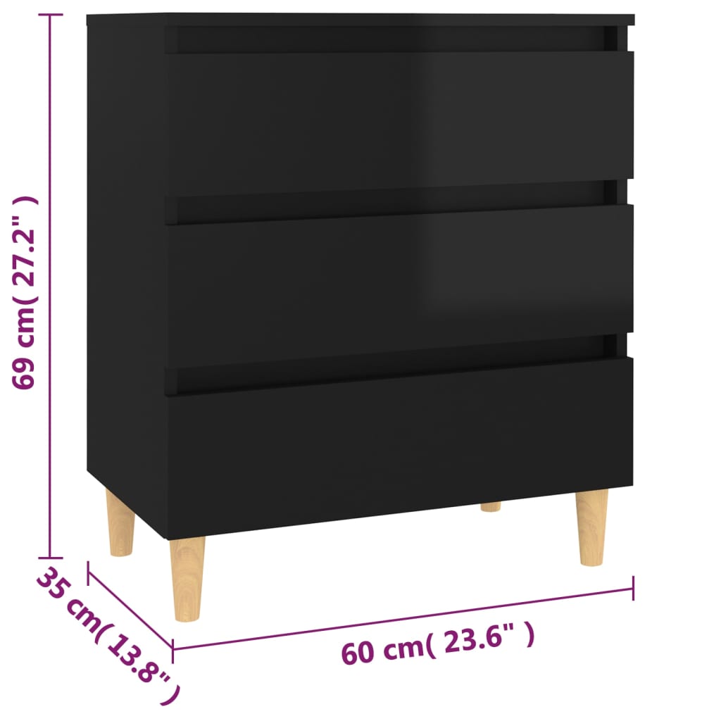 Dressoir 60x35x69 cm bewerkt hout hoogglans zwart is nu te koop bij PeponiXL, paradijselijk wonen!