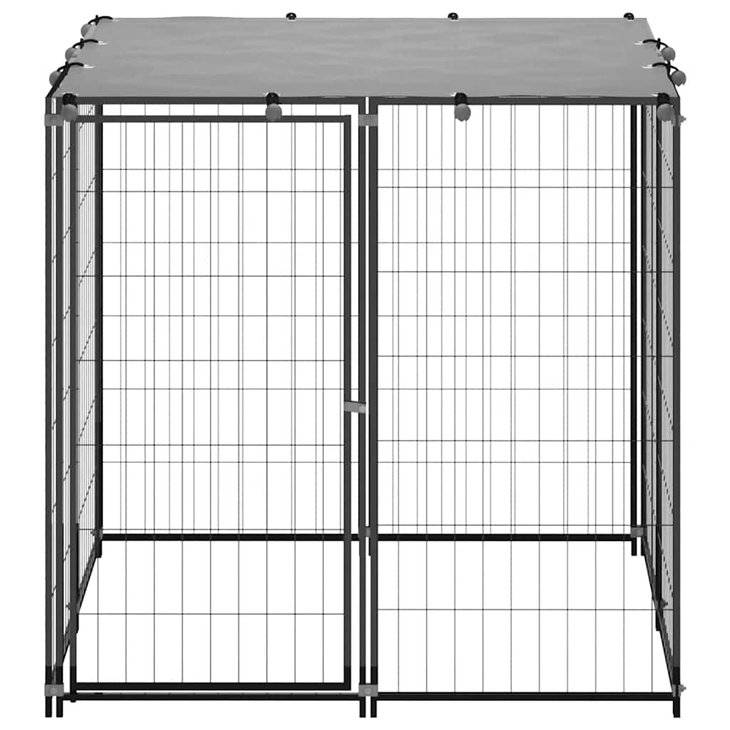 Hondenkennel 110x110x110 cm staal zwart is nu te koop bij PeponiXL, paradijselijk wonen!