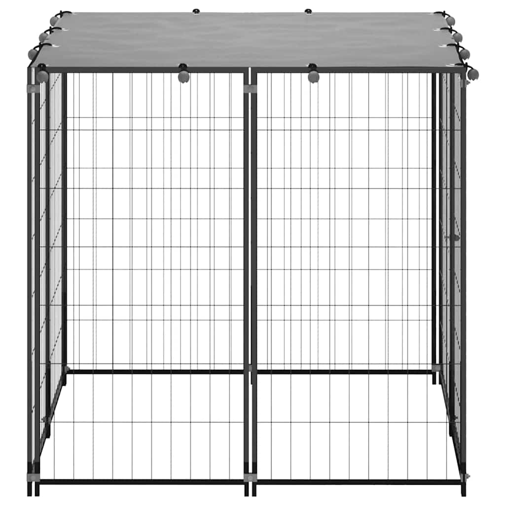 Hondenkennel 110x110x110 cm staal zwart is nu te koop bij PeponiXL, paradijselijk wonen!