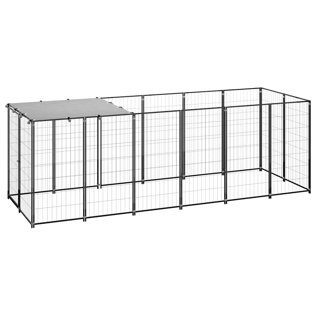 Hondenkennel 330x110x110 cm staal zwart is nu te koop bij PeponiXL, paradijselijk wonen!