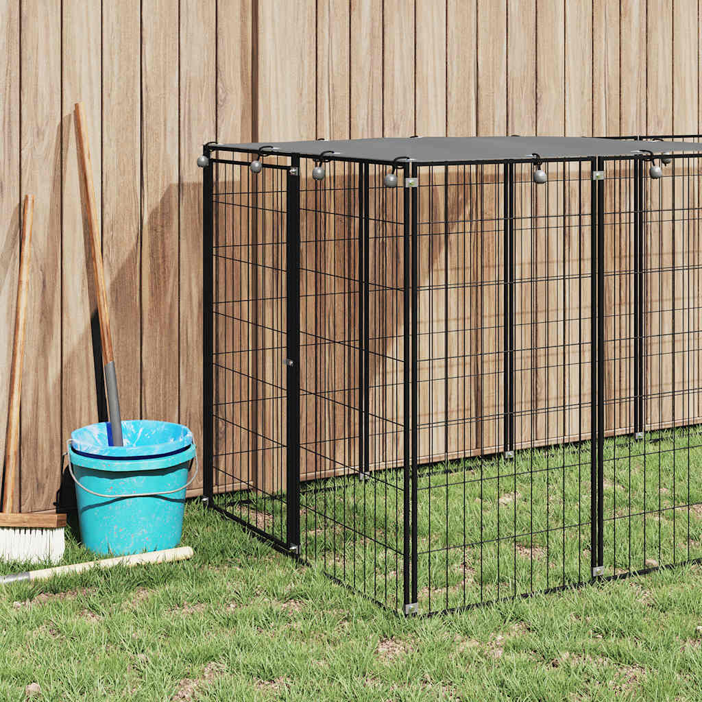 Hondenkennel 330x110x110 cm staal zwart is nu te koop bij PeponiXL, paradijselijk wonen!