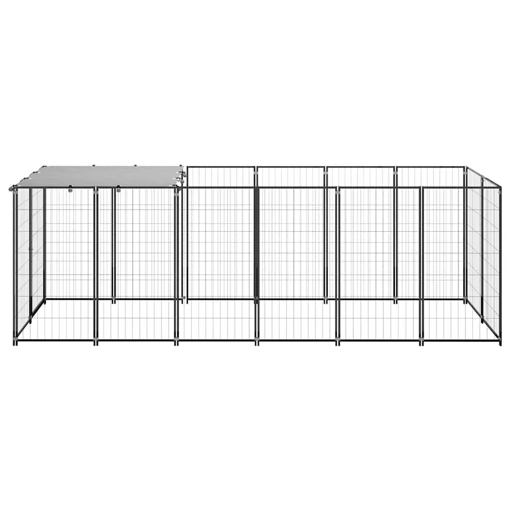 Hondenkennel 330x110x110 cm staal zwart is nu te koop bij PeponiXL, paradijselijk wonen!