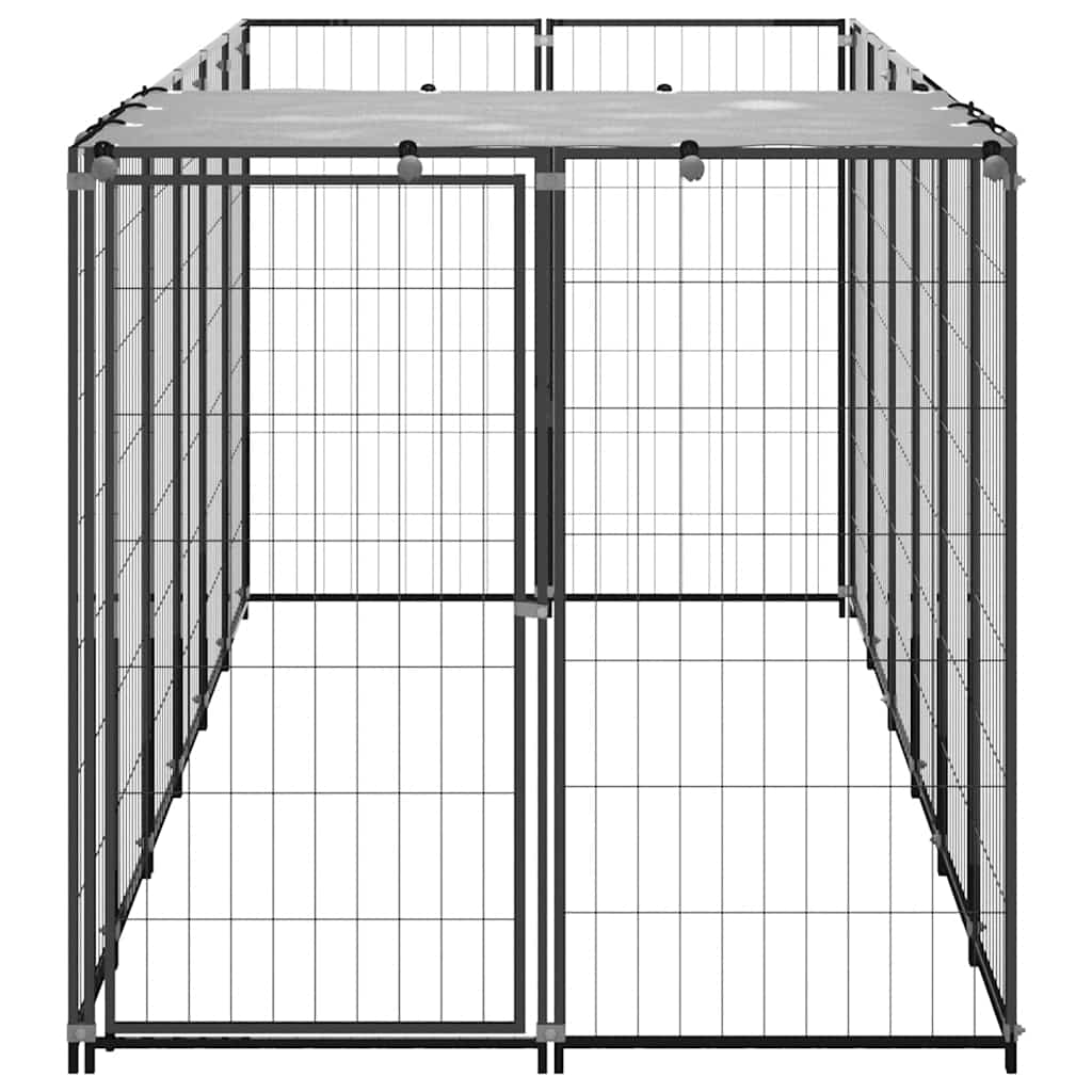 Hondenkennel 330x110x110 cm staal zwart is nu te koop bij PeponiXL, paradijselijk wonen!