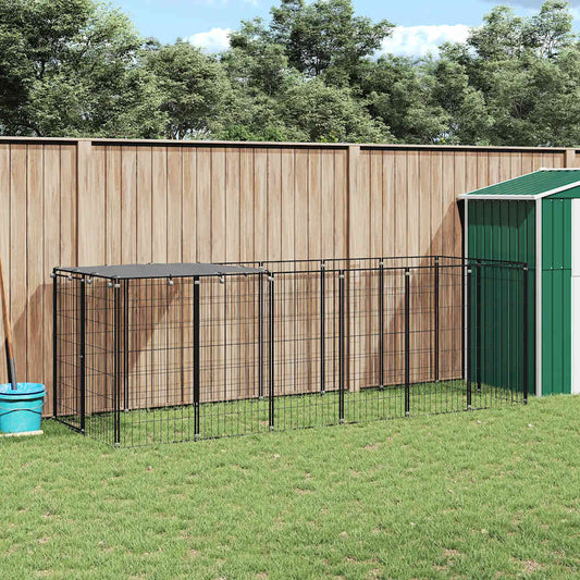 Hondenkennel 330x110x110 cm staal zwart is nu te koop bij PeponiXL, paradijselijk wonen!
