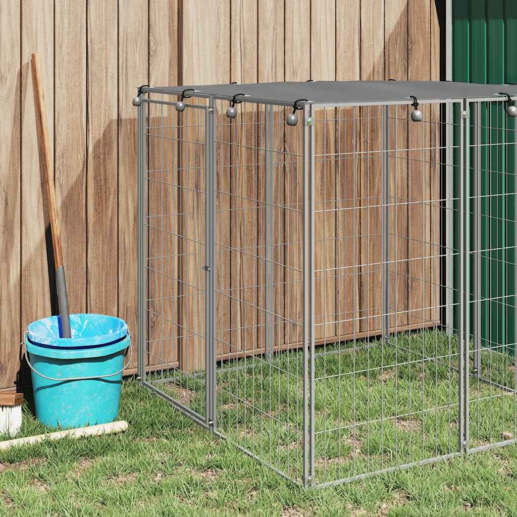 Hondenkennel 110x110x110 cm staal zilverkleurig is nu te koop bij PeponiXL, paradijselijk wonen!