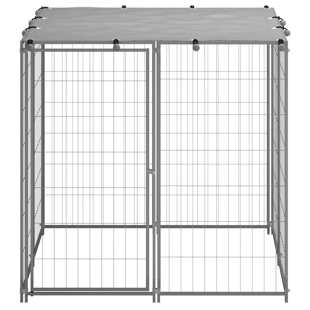 Hondenkennel 110x110x110 cm staal zilverkleurig is nu te koop bij PeponiXL, paradijselijk wonen!