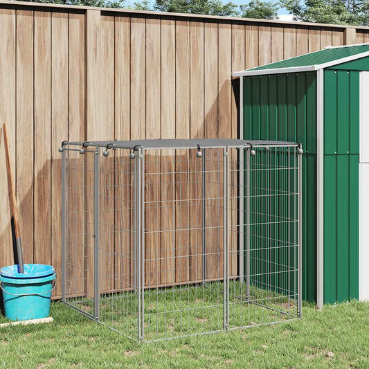 Hondenkennel 110x110x110 cm staal zilverkleurig is nu te koop bij PeponiXL, paradijselijk wonen!